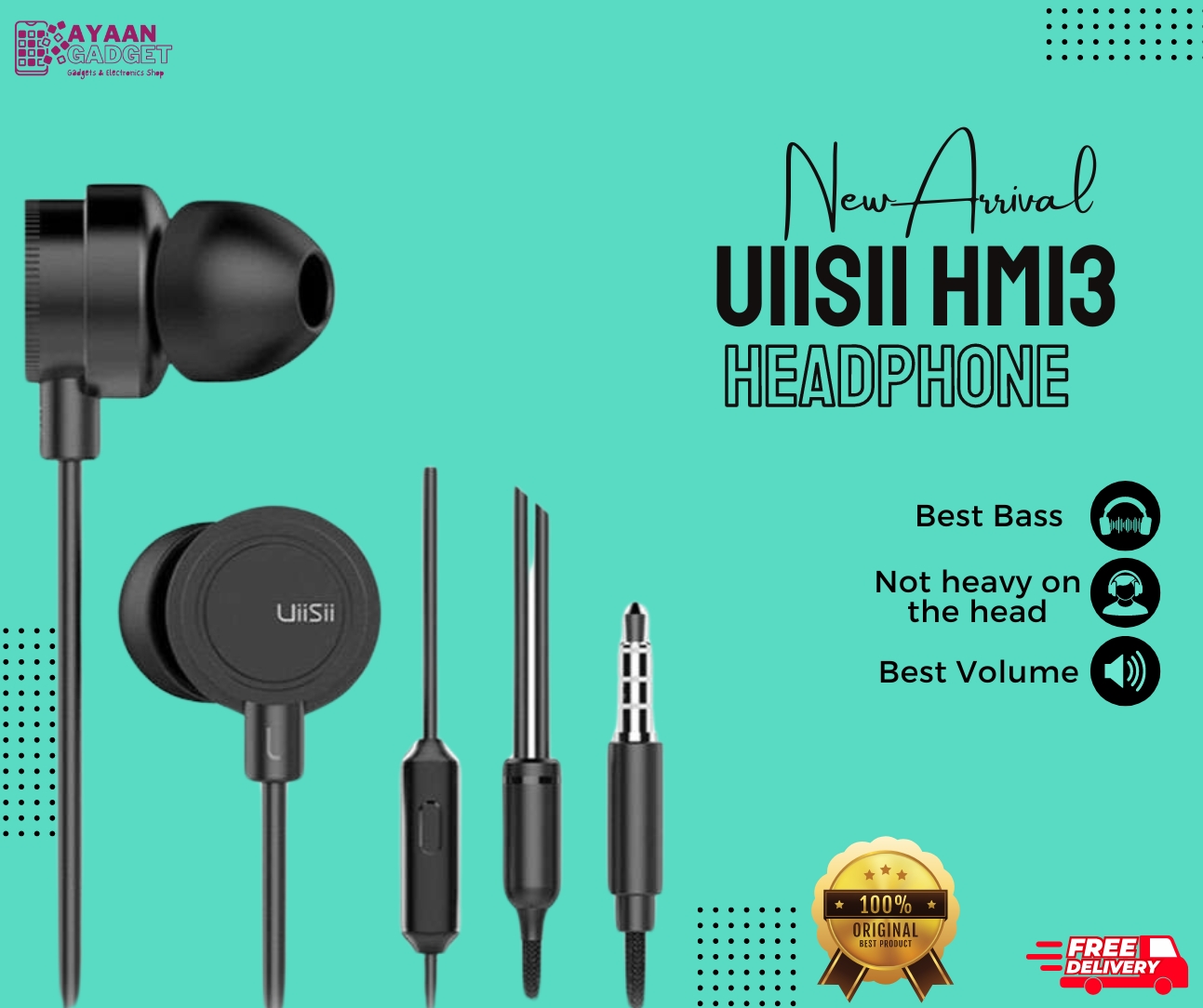 UiiSii HM13 Earphones With Pouch Bag - 100% Original