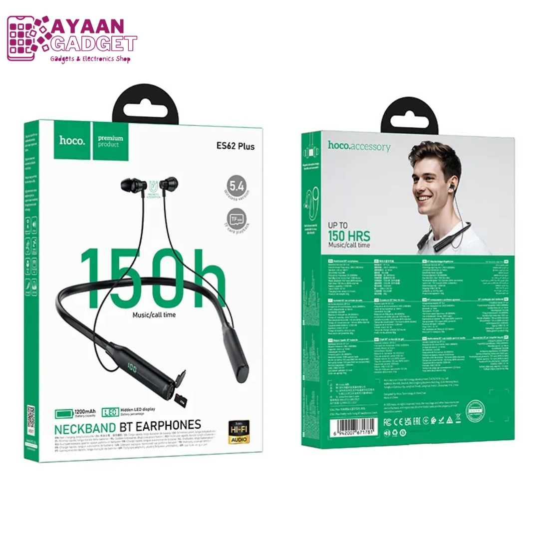 Hoco ES62 Plus Bluetooth Neckband | 150 Hours Battery Life